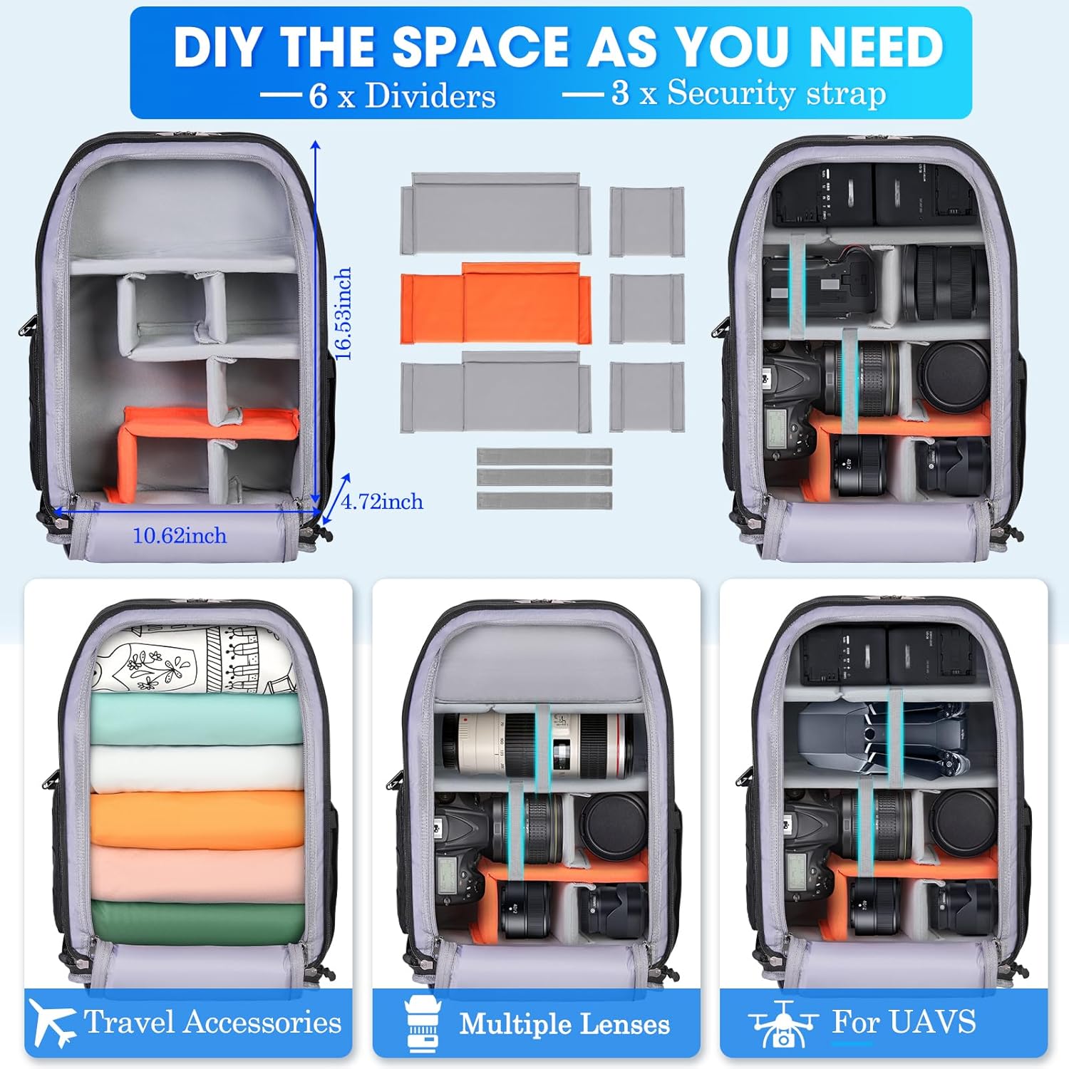 SDYSM Camera Backpack Bag Professional for DSLR/SLR Mirrorless Camera Waterproof 15.6 inch Tactical Camera Bags for Photographers with Rain Cover, Tripod Holder, Small Bag Photography Backpack Case - Image 2